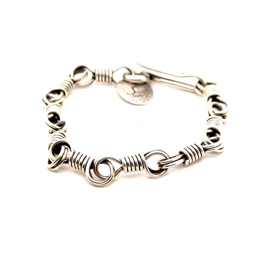 Jill Craig Sterling Silver Wire Wrapped Link Bracelet 8 Inch 20.2g JC Artisan